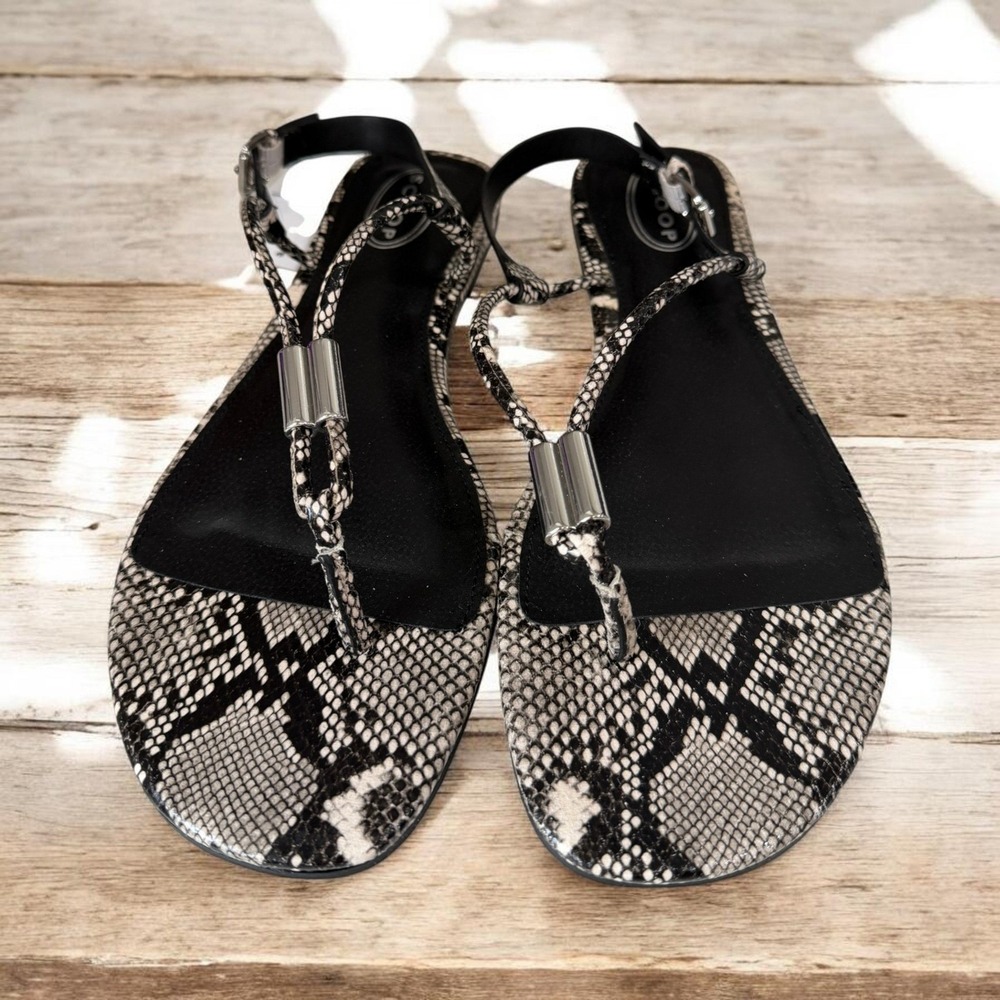 Snake Print Thong Slingback Sandals Y2K Coquette Festival Minimalist Chic SZ 6.5